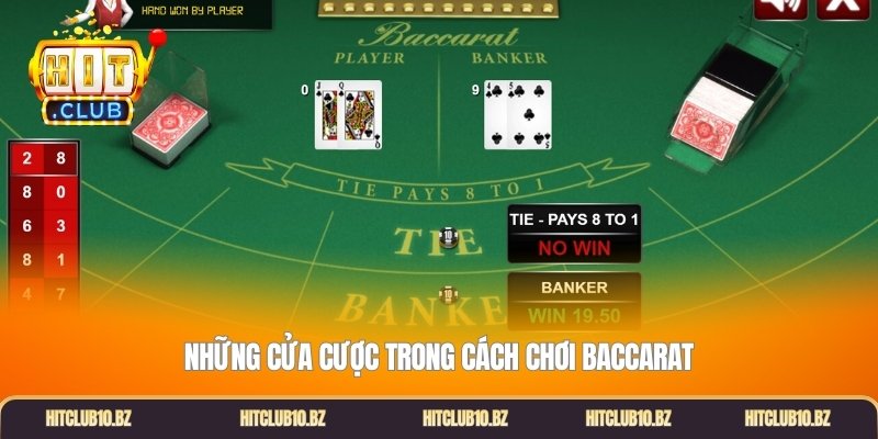 Những cửa cược trong cách chơi baccarat