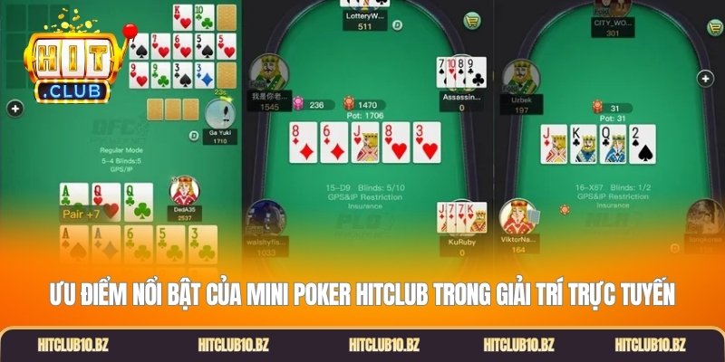 Ưu điểm nổi bật của Mini poker Hitclub trong giải trí trực tuyến